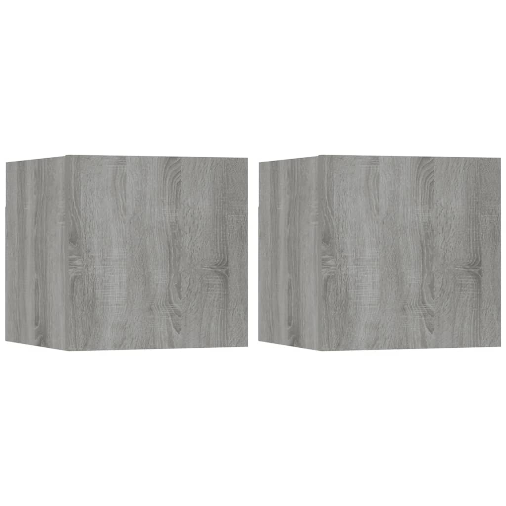 Armadietti TV Montati a Parete 2pz Grigio Sonoma 30,5x30x30 cm 815139