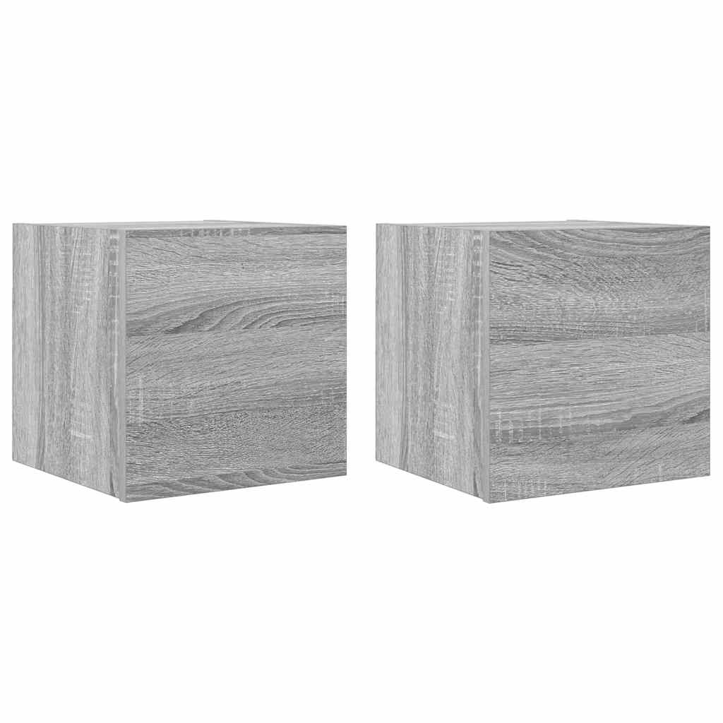 Armadietti TV Montati a Parete 2pz Grigio Sonoma 30,5x30x30 cm 815139