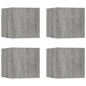 Armadietti TV Montati a Parete 4 pz Grigio Sonoma 30,5x30x30 cm