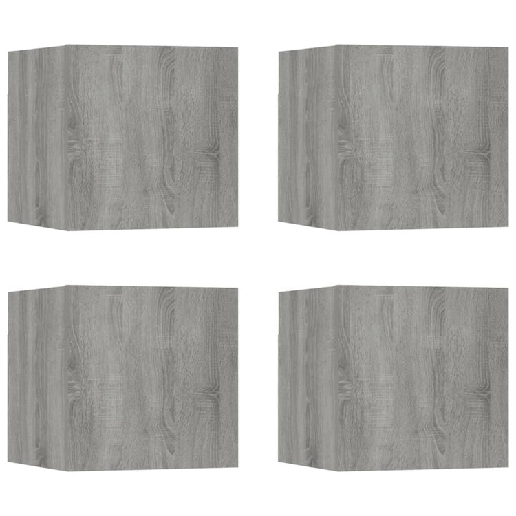 Armadietti TV Montati a Parete 4 pz Grigio Sonoma 30,5x30x30 cm