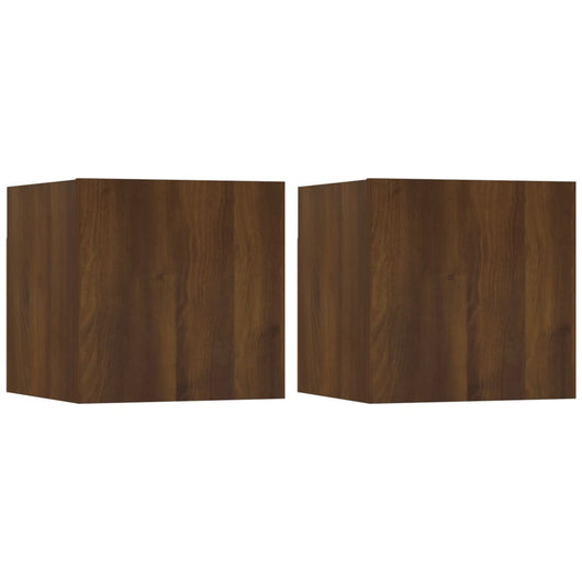 Armadietti TV Montati a Parete 2pz Rovere Marrone 30,5x30x30 cm