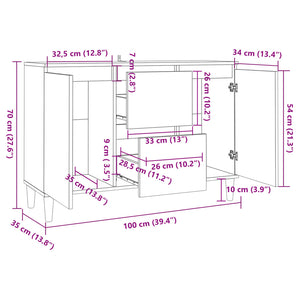 Credenza Rovere Marrone 103,5x35x70 cm in Legno Ingegnerizzato 815164