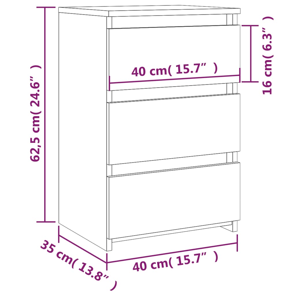 Comodino Rovere Fumo 40x35x62,5 cm in Legno Multistrato cod mxl 30562