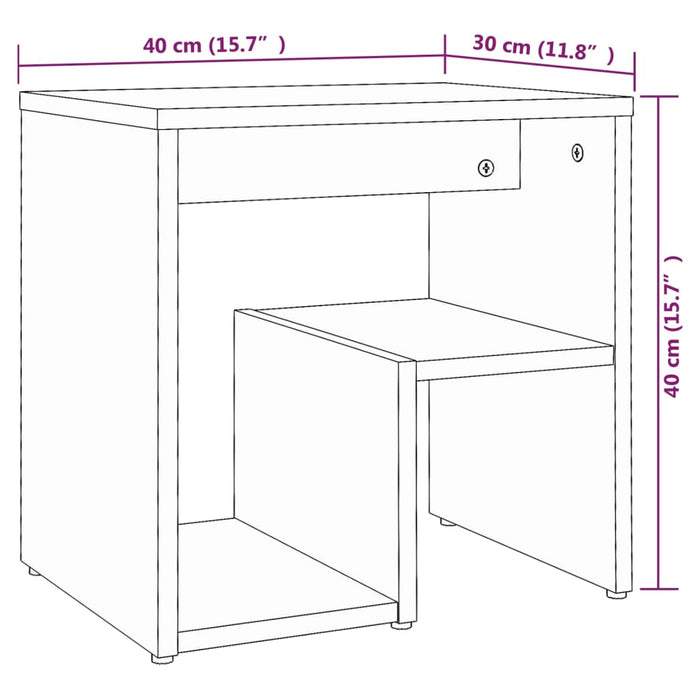 Comodini Rovere Fumo 2 pz 40x30x40 cm in Legno Multistrato 815178