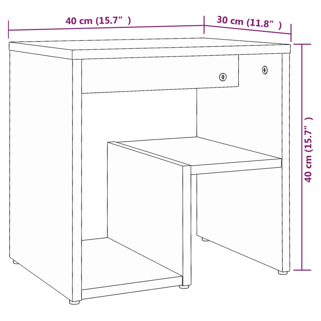 Comodino Grigio Sonoma 40x30x40 cm in Legno Multistrato 815179