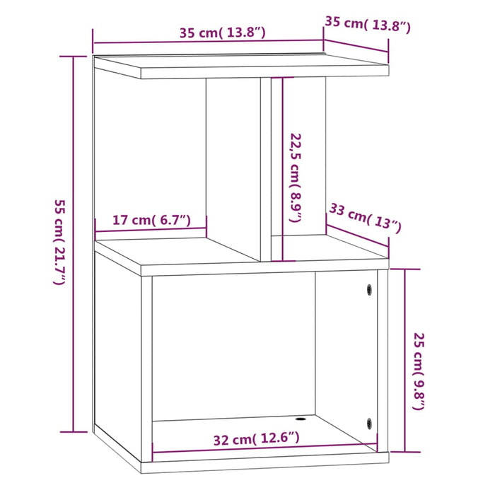 Comodino Grigio Sonoma 35x35x55 cm in Legno Multistrato cod mxl 30924