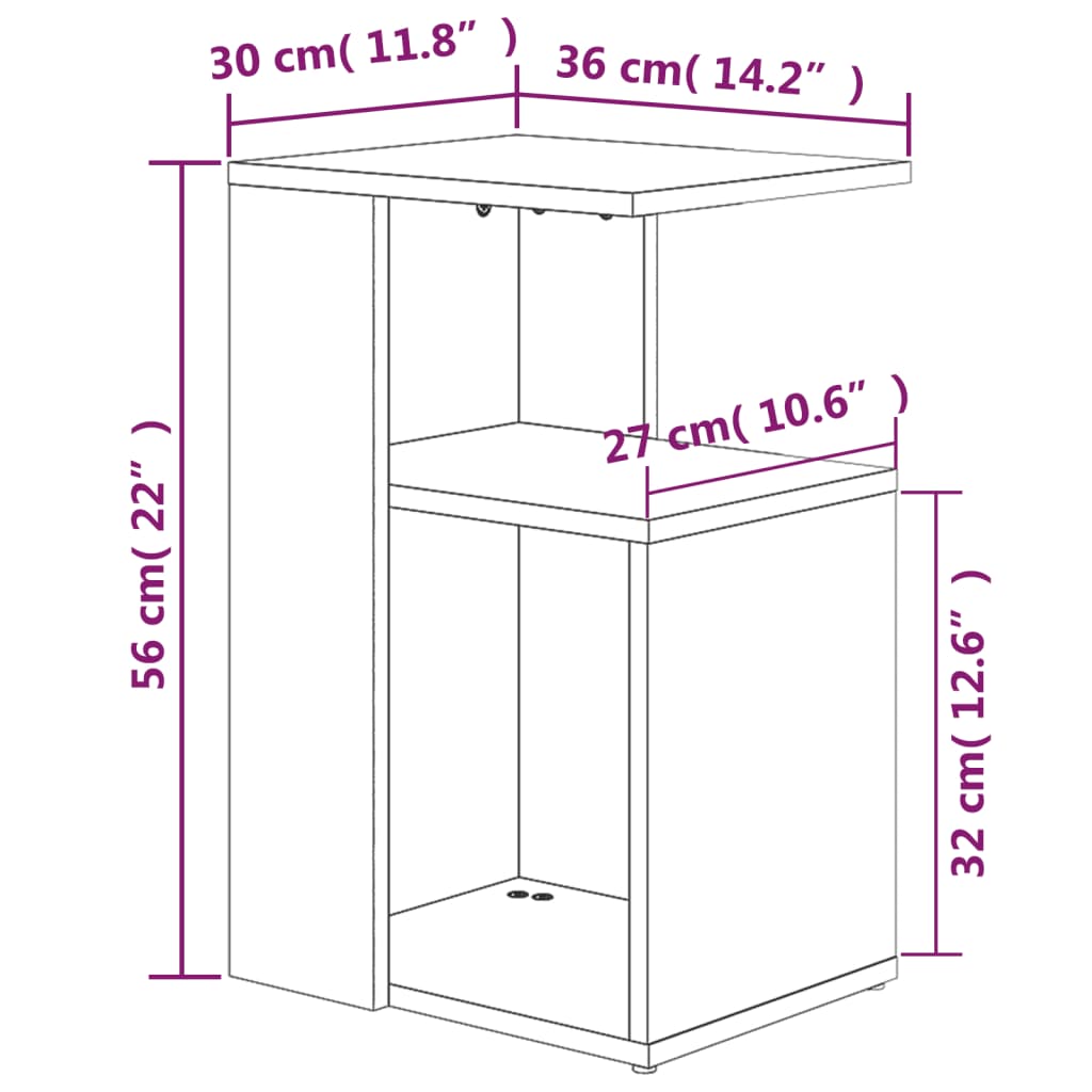 Tavolino da Salotto Grigio Sonoma 36x30x56 cm Legno Multistrato 815190