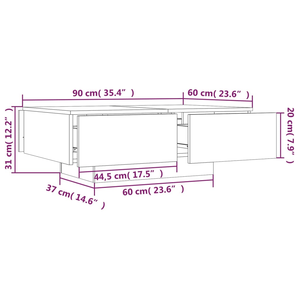 Tavolino da Salotto Grigio Sonoma 90x60x31 cm Legno Multistrato