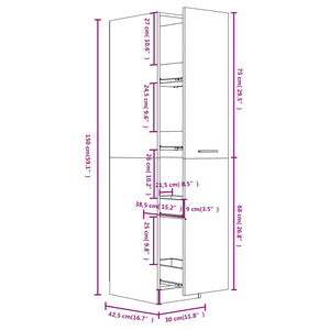 Mobile Farmacia Rovere Marrone 30x42,5x150 cm Legno Multistrato 815201