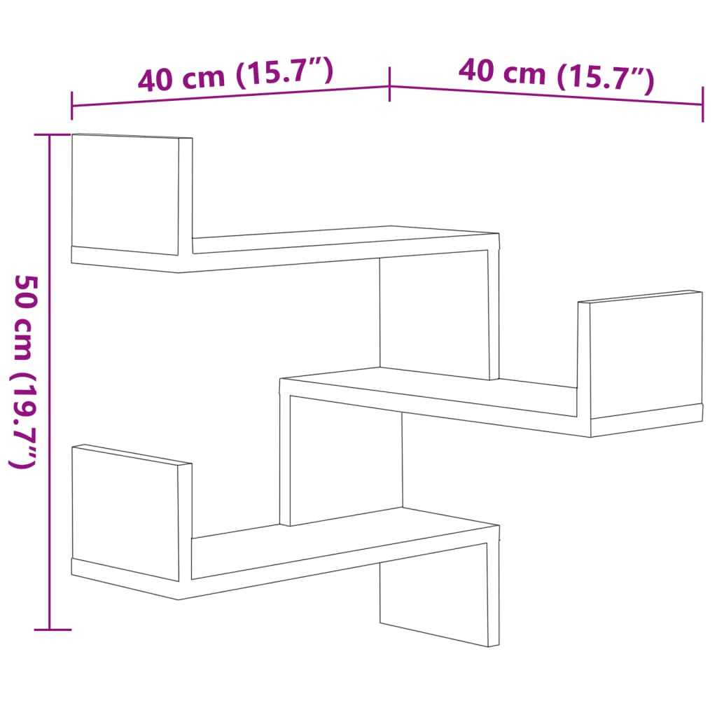 Scaffale Parete Angolo 2pz Grigio Sonoma 40x40x50cm Multistrato 815207