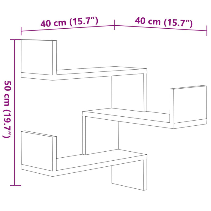 Scaffale Parete Angolo 2pz Grigio Sonoma 40x40x50cm Multistrato 815207