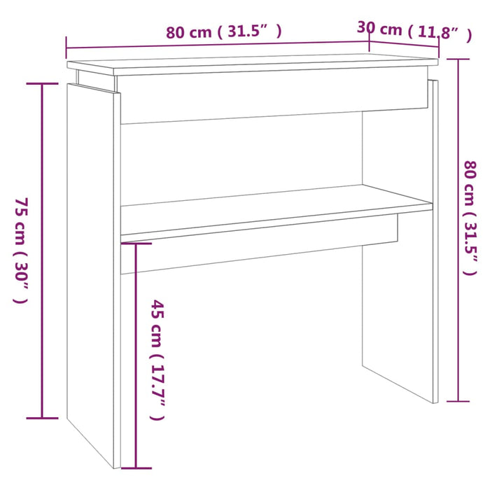 Tavolino Consolle Grigio Sonoma 80x30x80 cm Legno Multistrato cod mxl 12268