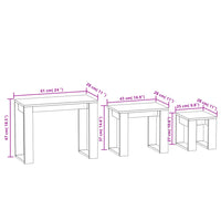 Tavolini Impilabili 3 pz Grigio Sonoma in Legno Multistrato 815223