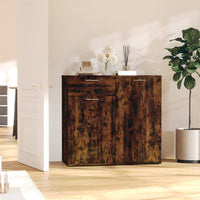 Credenza Rovere Fumo 80x36x75 cm in Legno Multistrato