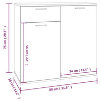 Credenza Grigio Sonoma 80x36x75 cm in Legno Multistrato 815490