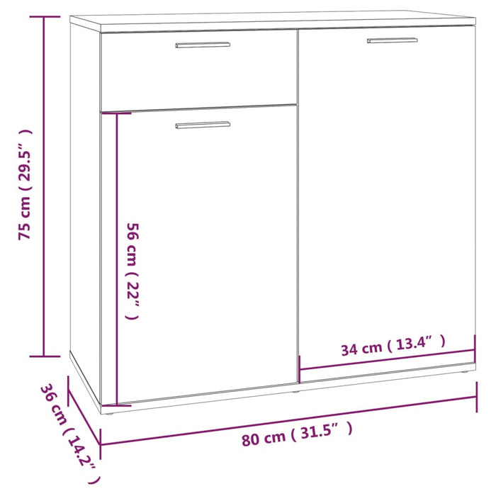 Credenza Rovere Marrone 80x36x75 cm in Legno Ingegnerizzato cod mxl 7382