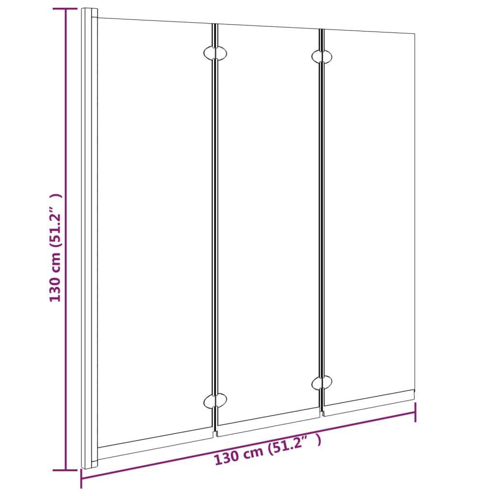 Box Doccia Pieghevole 3 Pannelli 130x130 cm in ESG Nero 151864