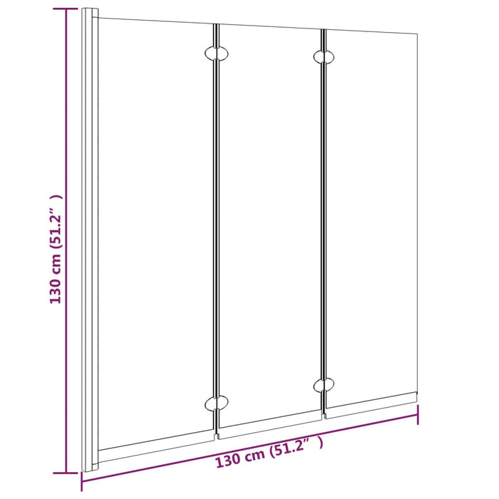 Box Doccia Pieghevole 3 Pannelli 130x130 cm in ESG Nero 151864