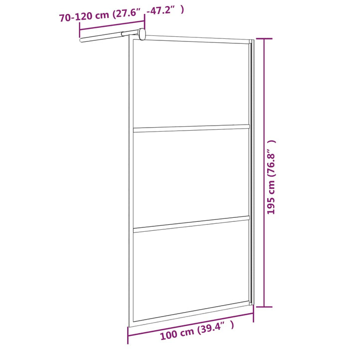 Parete Doccia Walk in 100x195 cm in Vetro Smerigliato ESG Nero 151878