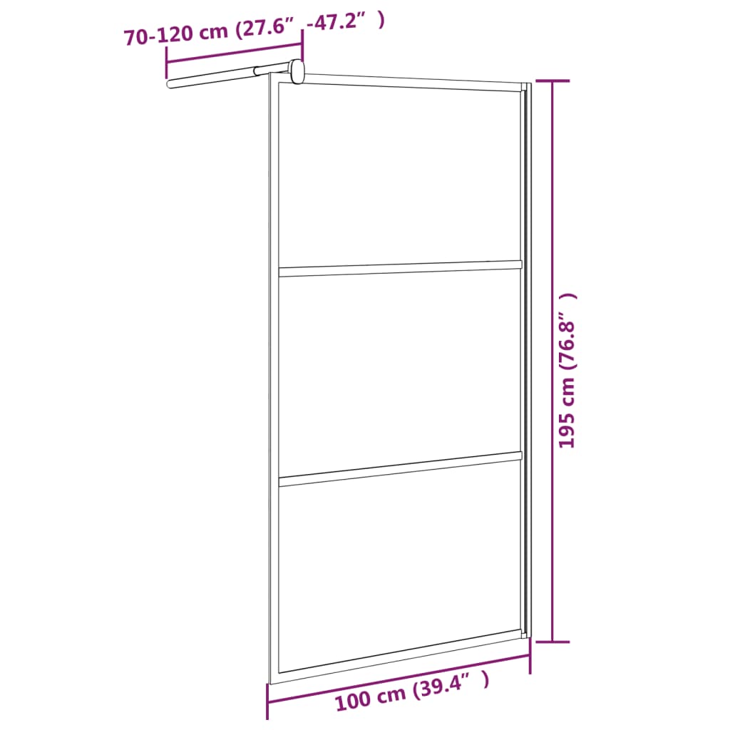 Parete Doccia Walk in 100x195 cm in Vetro Smerigliato ESG Nero cod mxl 51232