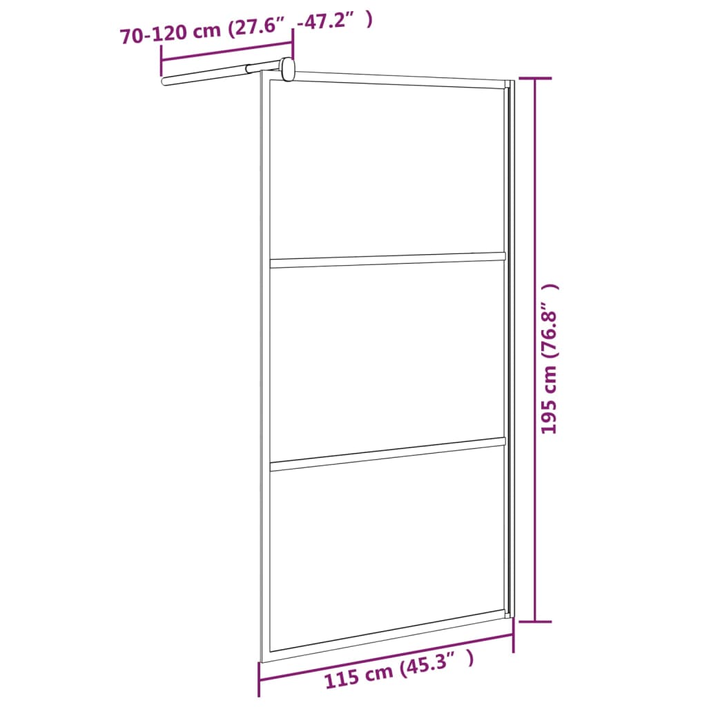 Parete Doccia Walk in 115x195 cm in Vetro Smerigliato ESG Nero 151879