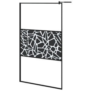 Parete Doccia Walk in 115x195 cm Vetro ESG e Design Pietre Nero cod mxl 67676