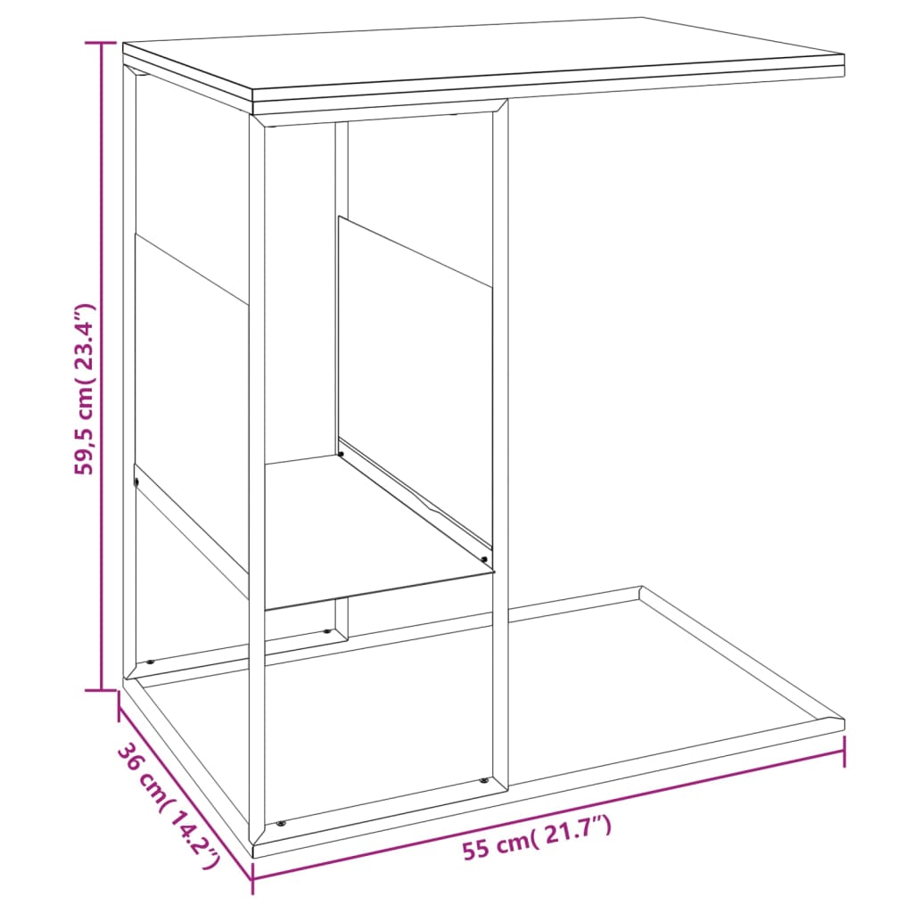 Tavolino Nero 55x36x59,5 cm Legno Multistrato cod mxl 59083