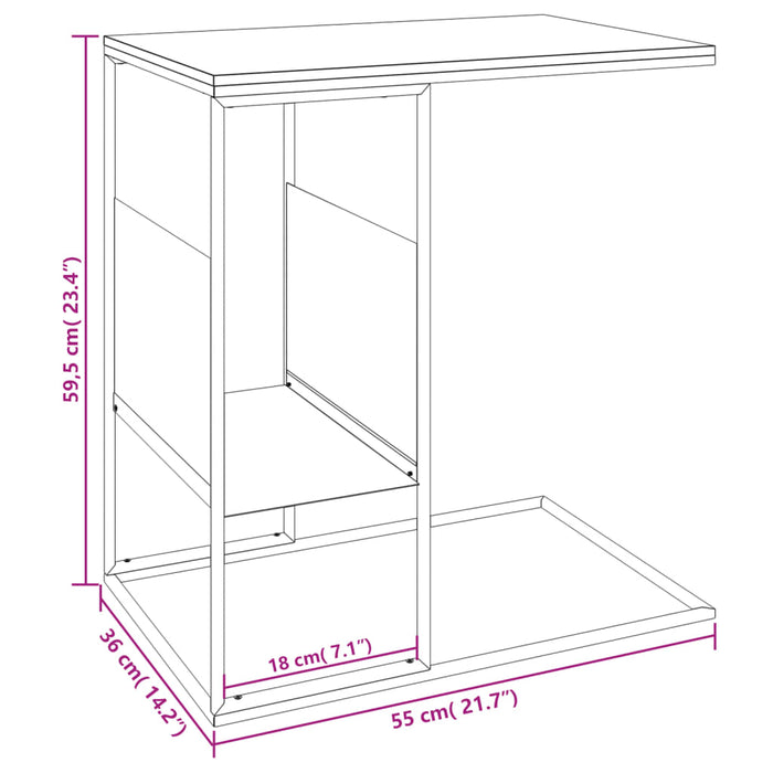 Tavolino Bianco 55x36x59,5 cm Legno Multistrato cod 10041