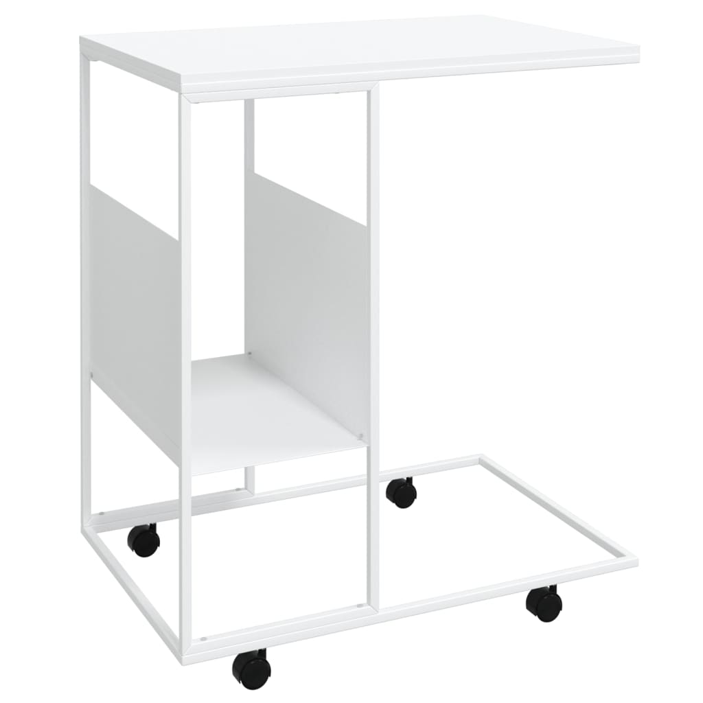 Tavolino con Ruote Bianco 55x36x63,5 cm in Legno Multistrato cod mxl 58227