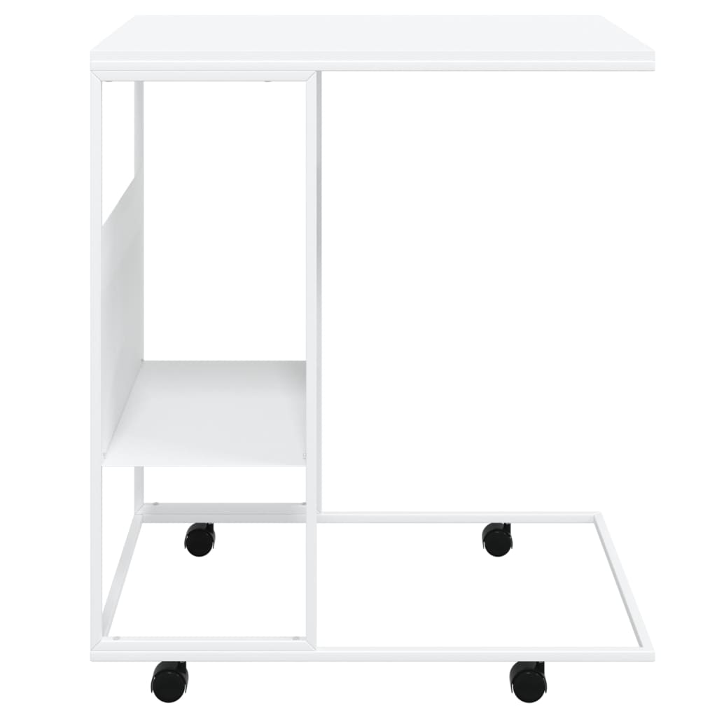 Tavolino con Ruote Bianco 55x36x63,5 cm in Legno Multistrato cod mxl 58227