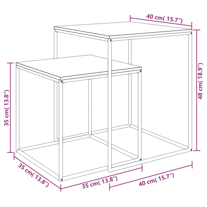 Set di Tavolini 2 pz in Legno Multistrato e Metallo cod mxl 36714