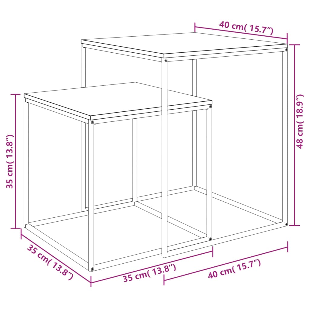 Set di Tavolini 2 pz in Legno Multistrato e Metallo 343113