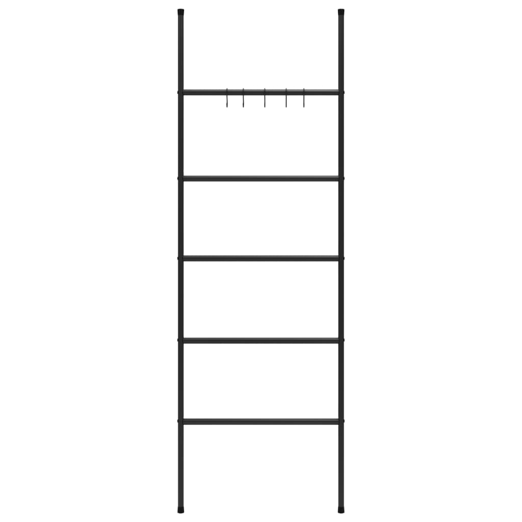 Scala Porta Asciugamani con 5 Livelli Nera 58x175 cm in Ferro