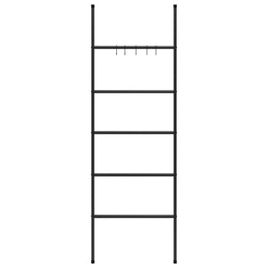 Scala Porta Asciugamani con 5 Livelli Nera 58x175 cm in Ferro