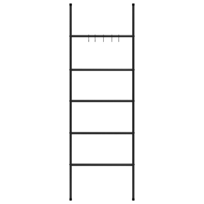 Scala Porta Asciugamani con 5 Livelli Nera 58x175 cm in Ferro