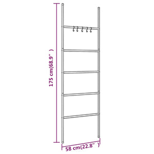 Scala Porta Asciugamani con 5 Livelli Nera 58x175 cm in Ferro