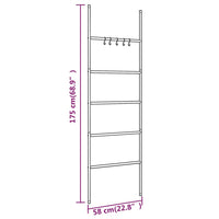 Scala Porta Asciugamani con 5 Livelli Nera 58x175 cm in Ferro 343114