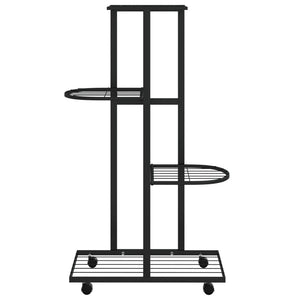 Fioriera a 4 Piani con Ruote 44x23x80 cm Ferro Nero 343115