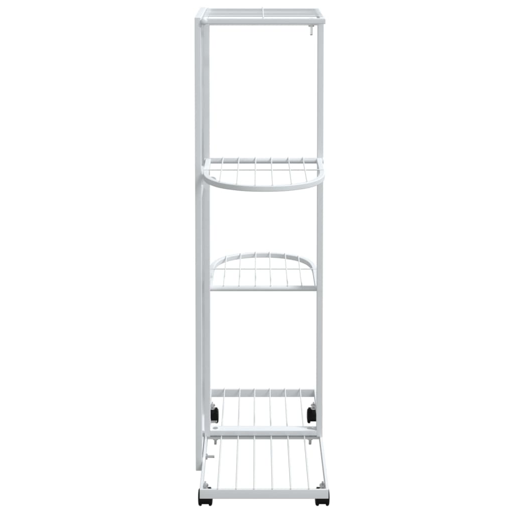 Fioriera a 4 Piani con Ruote 44x23x80 cm Ferro Bianco cod mxl 75541