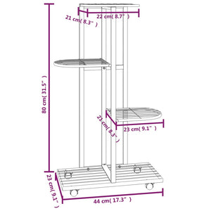 Fioriera a 4 Piani con Ruote 44x23x80 cm Ferro Bianco cod mxl 75541