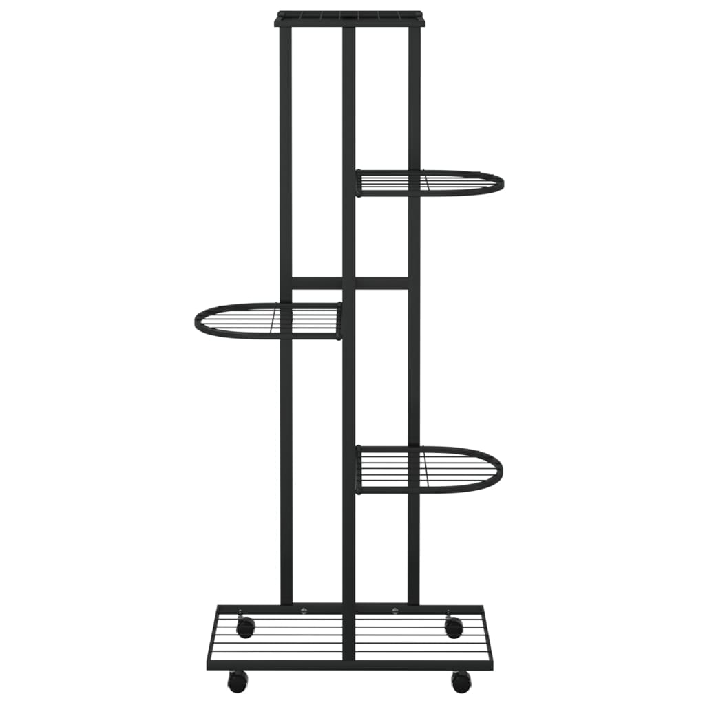 Fioriera a 5 Piani con Ruote 44x23x100 cm Ferro Nero 343117