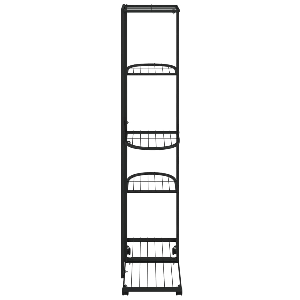 Fioriera a 5 Piani con Ruote 44x23x100 cm Ferro Nero 343117