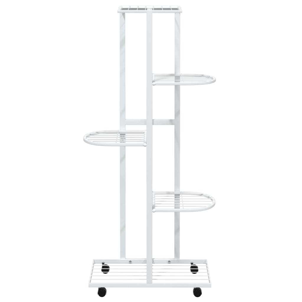 Fioriera a 5 Piani con Ruote 44x23x100 cm Ferro Bianco 343118