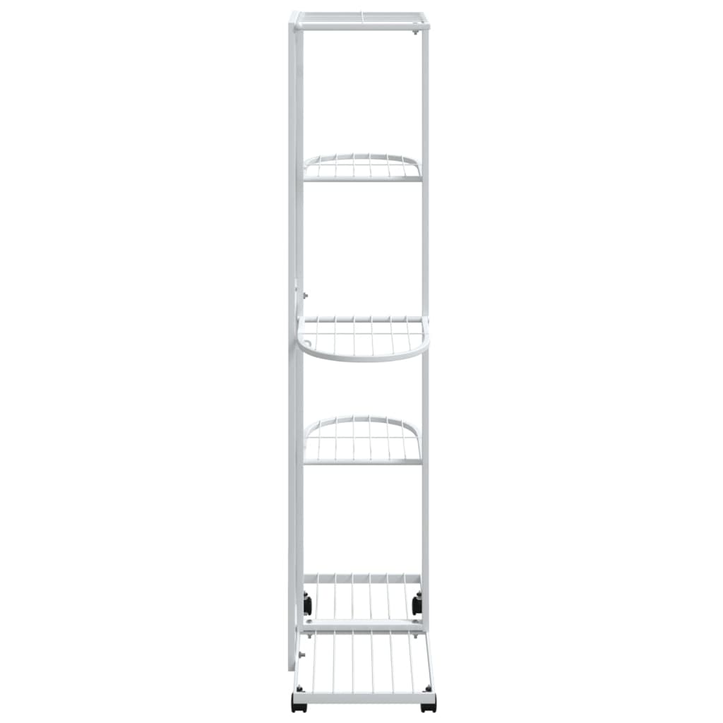 Fioriera a 5 Piani con Ruote 44x23x100 cm Ferro Bianco cod mxl 68139