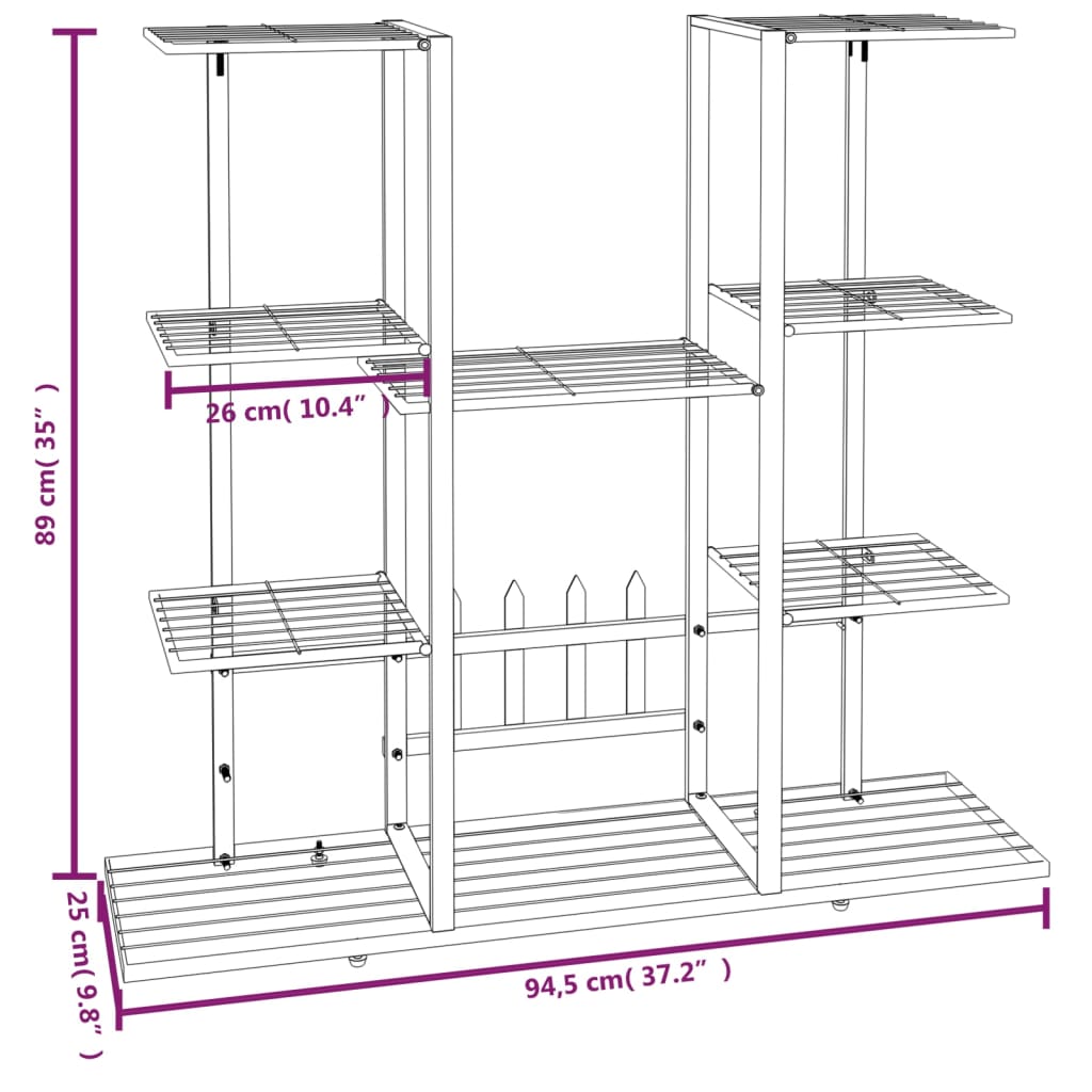 Portafiori 94,5x25x89 cm Ferro Nero 343119