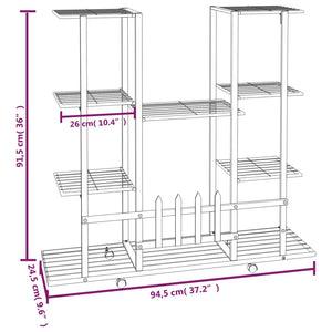 Portafiori con Ruote 94,5x24,5x91,5 cm Ferro Nero 343121