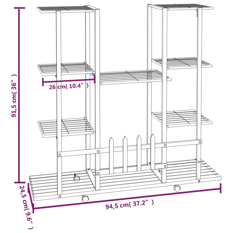 Portafiori con Ruote 94,5x24,5x91,5 cm Ferro Bianco cod mxl 59125