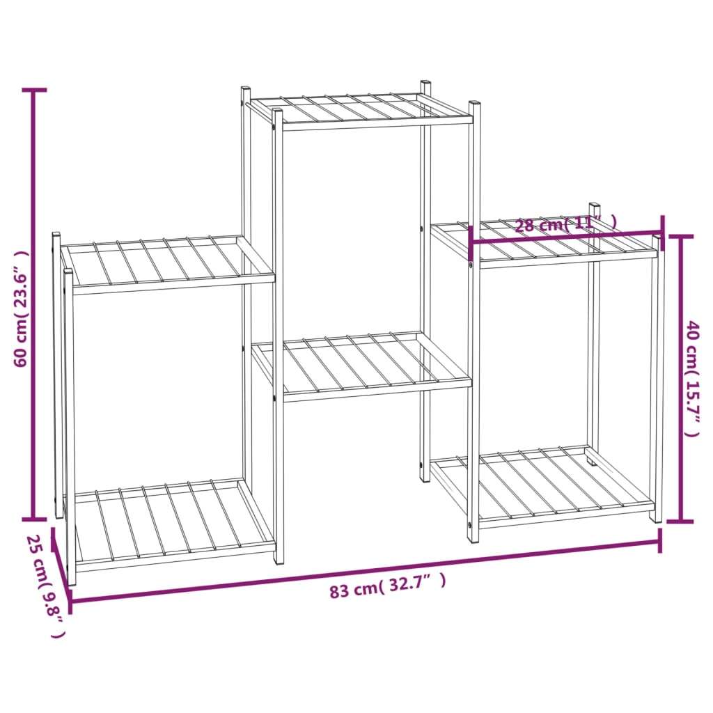 Portafiori 83x25x60 cm Ferro Nero cod mxl 67998