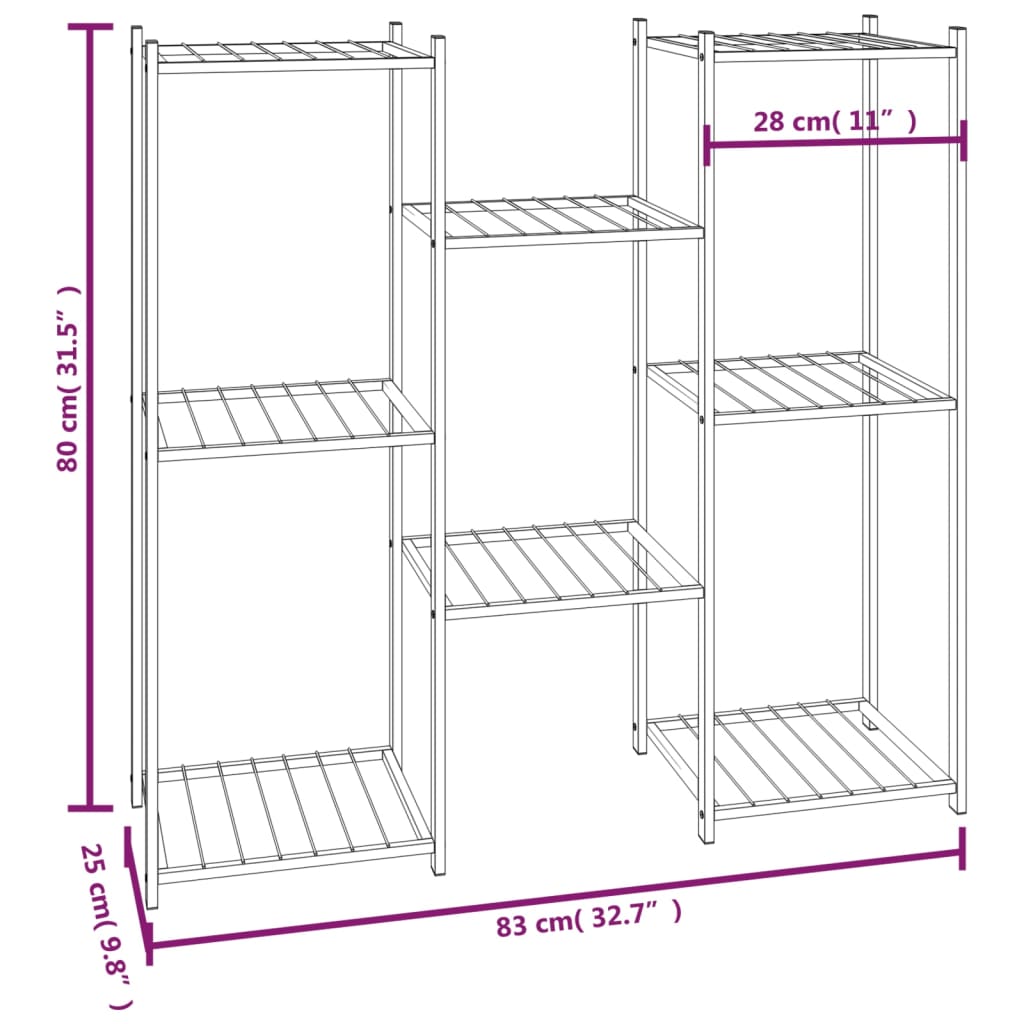 Portafiori 83x25x80 cm Nero in Ferro cod mxl 71264