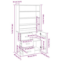 Credenza Alta in Legno Massello di Pino Grigio Scuro cod mxl 13859